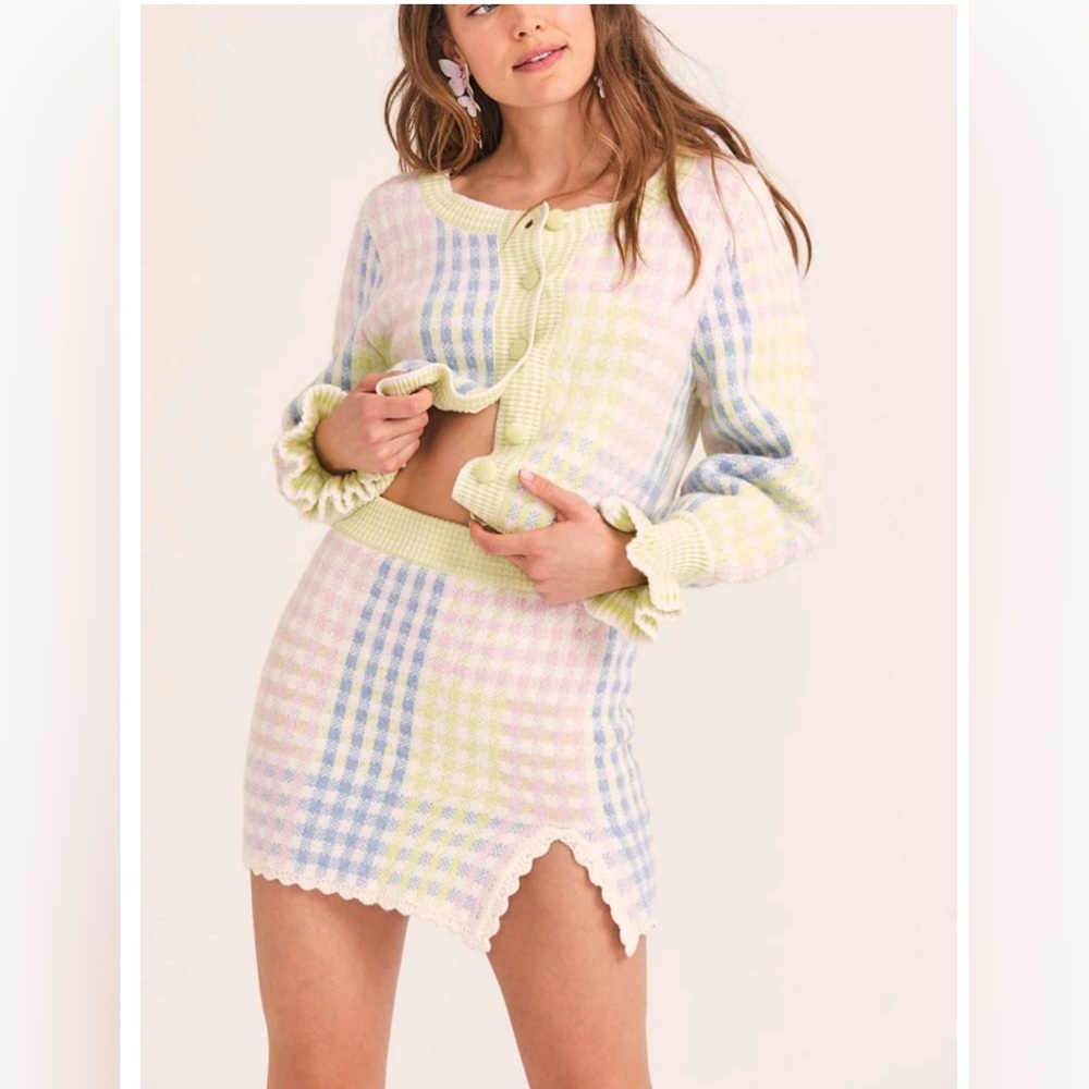 LoveShackFancy NWT Keoni Cardigan Sweater Size Medium, skirt size S SET